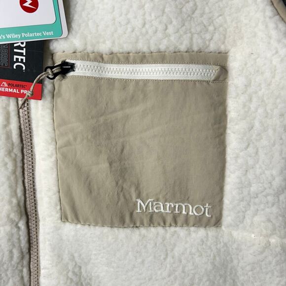 Marmot Vest Womens L Cream Wiley Polartec Sherpa Fleece Thermal Pro Zip Up NEW - Picture 9 of 14